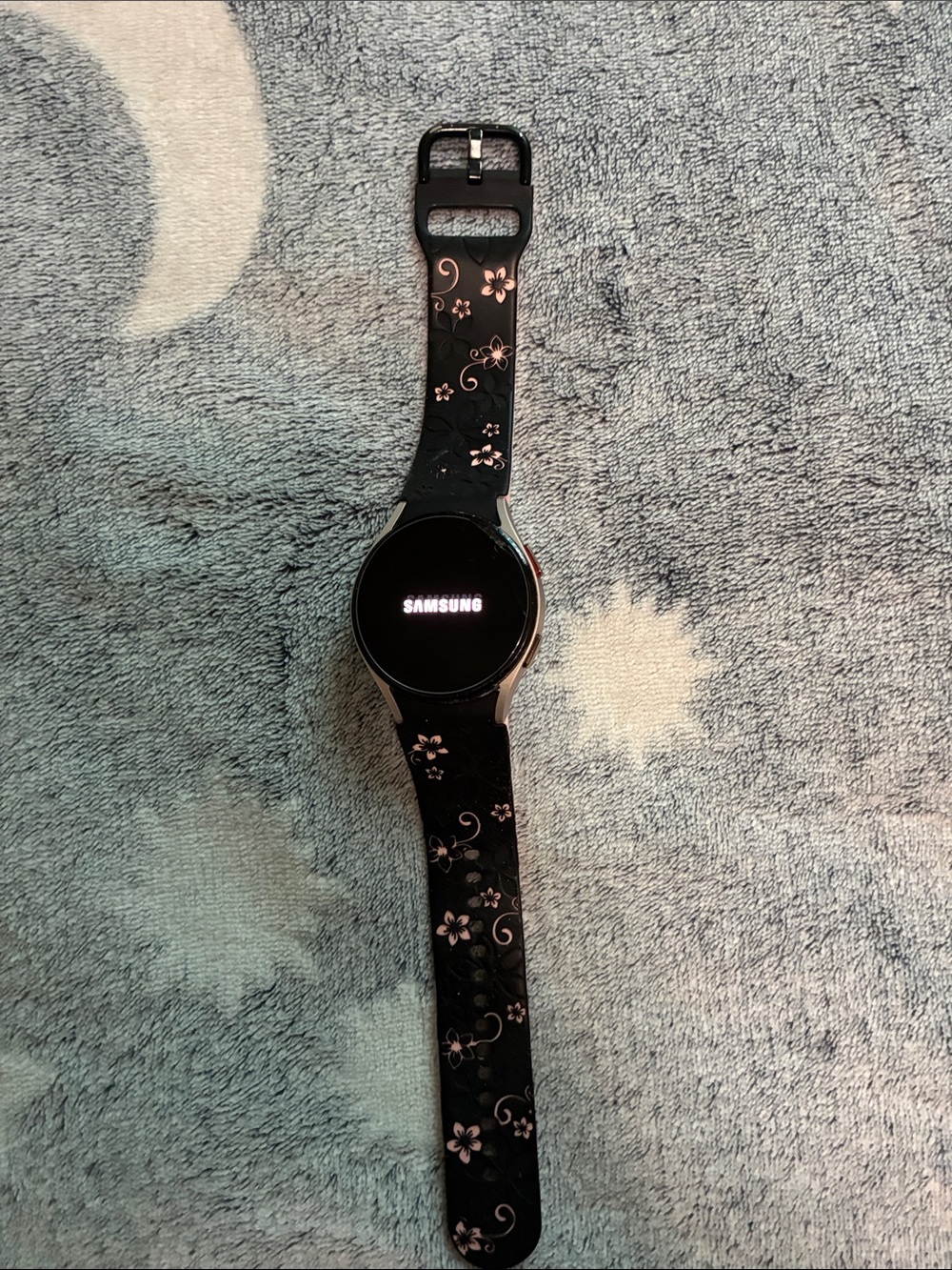 Samsung Watch 4 Black Smartwatch with Pink Floral Band